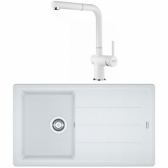 Franke Basis BFG 611-86 Granit Bianco/Beyaz + Active Plus Bianco/Beyaz  Armatur Kampanyası