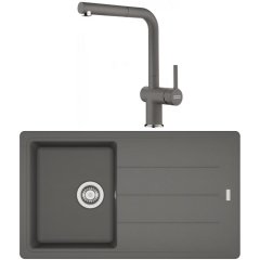 Franke Basis BFG 611-86 Fragranite Stone Grey + Active Plus Stone Grey Armatür Kampanyası