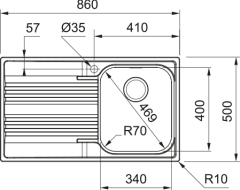 Franke Smart SRX 611-86 Sol Damlalıklı Çelik Evye