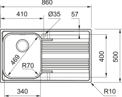 Franke Smart SRX 611-86 Sağ Damlalıklı Çelik Evye