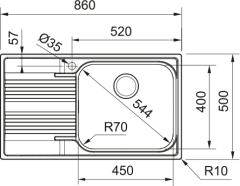 Franke SRX 611-86 Sol Damlalıklı Evye