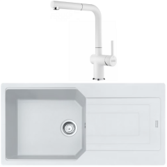 Franke Urban UBG 611-100 Granit Bianco Evye + Active Plus Bianco Armatur Kampanyası