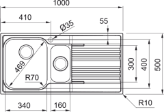 Franke SRX 651 Sağ Damlalıklı Inox Çelik Evye