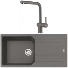Franke Urban UBG 611-100 Fragranite Stone Grey Evye + Active Plus Stone Grey Armatur Kampanyası