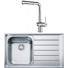 Franke Neptun NEX 611 İnox Tezgah Üstü Sağ Damlalıklı Çelik Evye + Active Plus Çelik Armatür Kampanyası