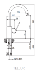 Marmorin M1000 Tellur Spiralsiz Batarya/Armatur Siyah