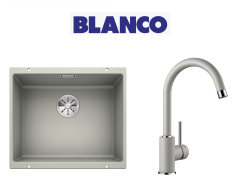 Blanco Subline 500 U Tezgah Altı Alu Metalic  Evye + Blanco Mida Spiralsiz Alu Metalic Armatur