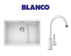 Blanco Subline 700 U Level Tezgah Altı 1.5 Gözlü Beyaz Evye + Mida Beyaz Spiralsiz Armatur