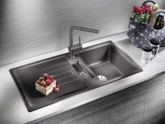 Blanco 700 U Level  Tezgah Altı 1.5 Gozlu Antrasit Evye + Blanco Linus S Spiralli Antrasit Armatür Kampanyası