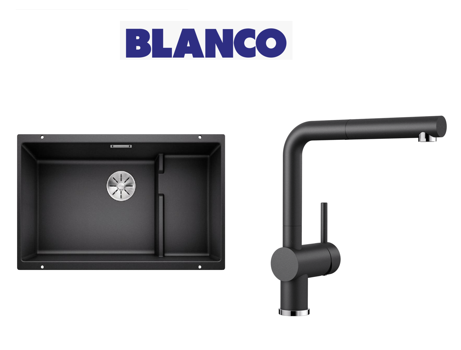 Blanco 700 U Level  Tezgah Altı 1.5 Gozlu Antrasit Evye + Blanco Linus S Spiralli Antrasit Armatür Kampanyası