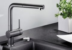 Blanco 700 U Level  Tezgah Altı 1.5 Gozlu Antrasit Evye + Blanco Linus S Spiralli Antrasit Armatür Kampanyası