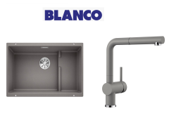 Blanco 700 U Level  Tezgah Altı 1.5 Gozlu Alu Metallic Evye + Blanco Linus S Spiralli Alu Metallic Armatür Kampanyası