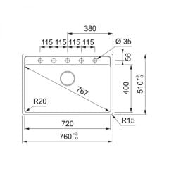Franke Maris MRG 610-72 TL Mat Black Tezgah Üstü Granit Eviye - 114.0661.666