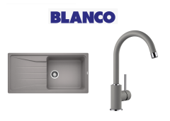 Blanco Sona 6 S XL  Tek Gözlü Tezgah Üstü Alu Metalic Granit Evye + Blanco Mida Spiralsiz Alu Metallic Armatur Kampanyası