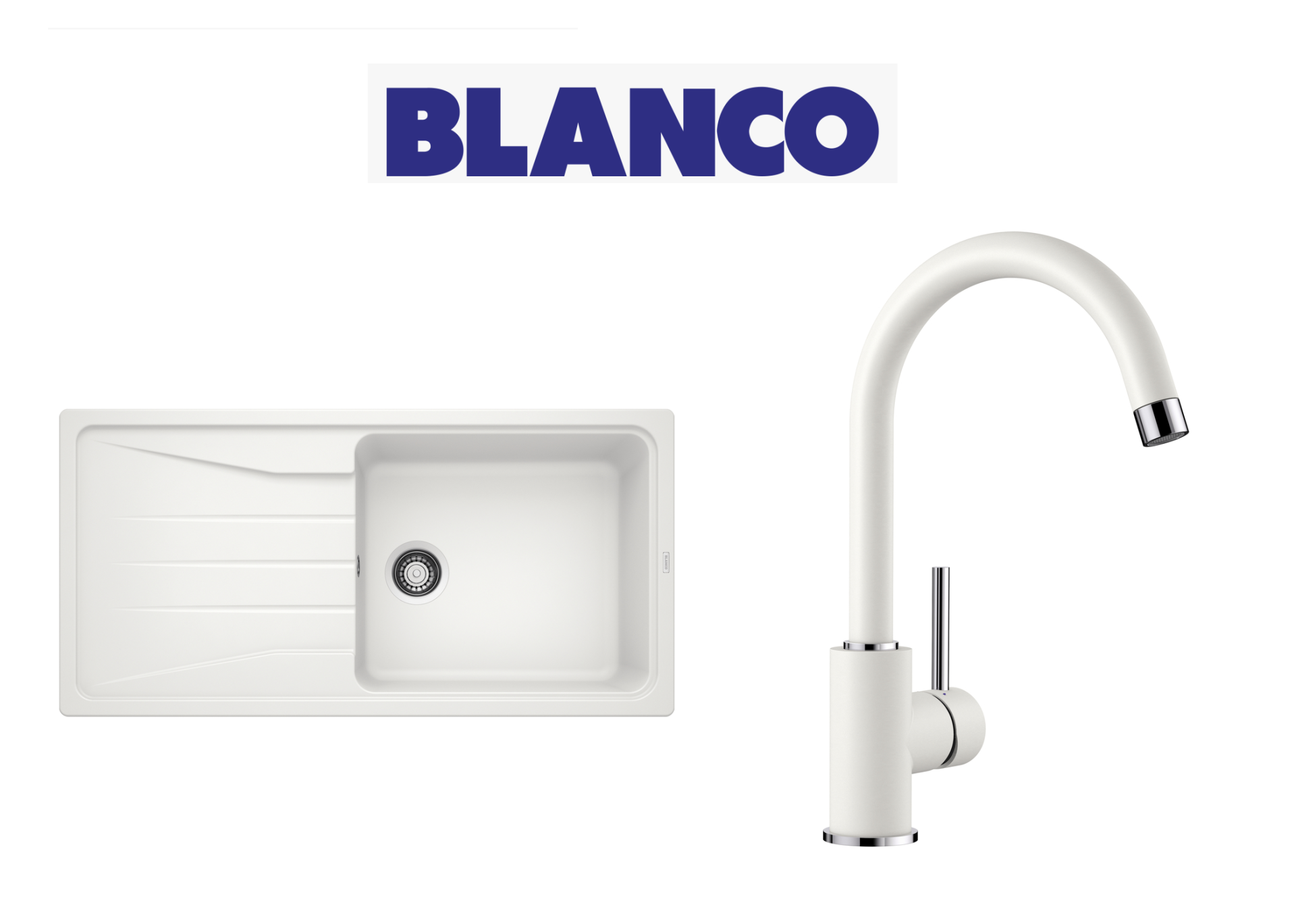 Blanco Sona 6 S XL  Tek Gözlü Tezgah Üstü Beyaz Granit Evye + Blanco Mida Spiralsiz Beyaz Armatur Kampanyası