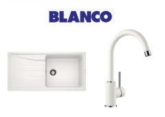 Blanco Sona 6 S XL  Tek Gözlü Tezgah Üstü Beyaz Granit Evye + Blanco Mida Spiralsiz Beyaz Armatur Kampanyası