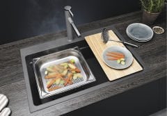 Blanco Etagon 8 Tezgah Üstü 1 Gözlü Siyah Granit Evye 525893