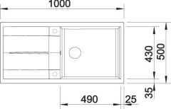 Blanco Metra XL 6 S Tezgah Üstü 1 Gözlü Geniş Hazneli Beyaz Granit Evye