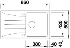 Blanco sona 5 S Tezgah Üstü Her İki Yöne Kullanılabilir Soft Beyaz Granit Evye - 527151
