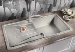 Blanco Sona XL 6 S Tezgah Üstü 1 Gözlü Heriki yöne kullanılabilir Siyah Granit Evye