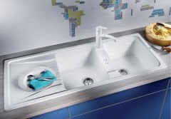 Blanco Sona  8 S Tezgah Üstü 2 Gözlü  Granit Soft Beyaz Evye - 527156