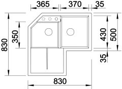 Blanco Metra 9 E Tezgah Üstü Köşe Sol Damlalıklı 2 Gözlü Granit Soft Beyaz Evye - 526801