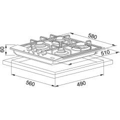 Franke Smart Linear FHNL 604 4G XS E Inox 4 Gözlü Ankastre Ocak - 106.0489.620