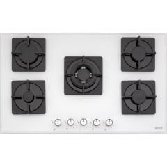 Franke Smart Linear Square FHNS 905 4G TC WH C White Glass 5 Gozlu 90 Cm Beyaz Cam Ankastre Ocak - 106.0490.105