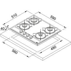 Franke Maris FHMA 604 4G ML E Inox + Nero  4 Gözlü Siyah Cam Emaye Izgara Ankastre Ocak - 106.0496.109