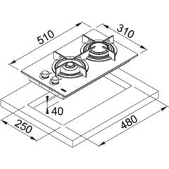 Franke Mythos FHCR 302 2G HE BK C Black  2 Gözlü Siyah Cam Ankastre Ocak - 106.0374.278