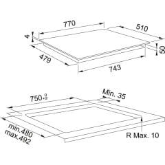 Franke FBI 5322 6R/500 FSM 804 I B BK Black  77 Cm 4 Gözlü Tezgah Üstü / Tezgaha Sıfır Siyah Cam İnduksiyonlu Ankastre Ocak - 108.0606.110