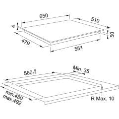 Franke Maris FMA 654 I F BK Black  4 Gözlü 65 Cm Tezgah Üstü / Tezgaha Sıfır Siyah Cam İndukisyonlu Ankastre Ocak - 108.0606.111