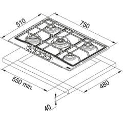 Franke Classic Line FHCL 755 4G TC PW C Krem 5 Gözlü Rustik Ankastre Ocak - 106.0271.759