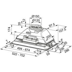 Franke Inca Smart  FBI 705 GR Grey 70 Cm Gömme Ankastre Aspiratör  - 305.0599.533