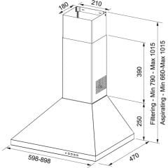 Franke Linfa  FDL 9165 XS Inox  Paslanmaz Çelik 90 Cm Duvar Tipi Davlumbaz - 320.0528.016