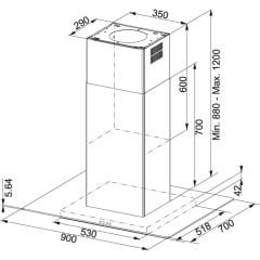 Franke Smart Linear FGL 915 I BK/XS Paslanmaz Çelik - Siyah Cam  90 Cm Ada Tipi Davlumbaz - 325.0518.790