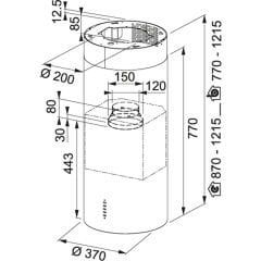 Franke Tube Plus FTU PLUS 3707 I XS Inox 37 Cm Yuvarlak Paslanmaz Çelik Ada Tipi Davlumbaz - 335.0588.221