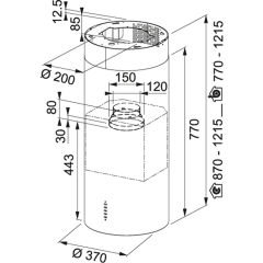 Franke Tube Plus FTU PLUS 3707 I XS Inox 37 Cm Yuvarlak Paslanmaz Çelik Ada Tipi Davlumbaz - 335.0588.221