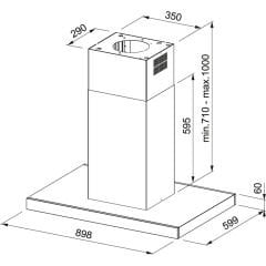Franke Mythos  FCR 925 I TC BK XS LED Inox + Siyah  90 Cm Ada Tipi Davlumbaz - 325.0518.709