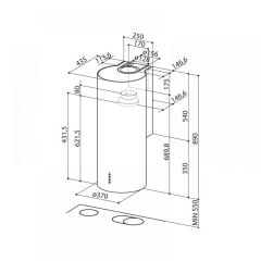 Franke Faber CYLINDRA ISOLA GLOSS PLUS  EV8+ BK A37 Mat Siyah Ada Davlumbaz - 335.0572.104