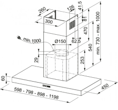 Franke FCR 625 TC BK/XS NG/ 600 Black Glass/Inox Duvar Tipi Davlumbaz - 325.0653.923